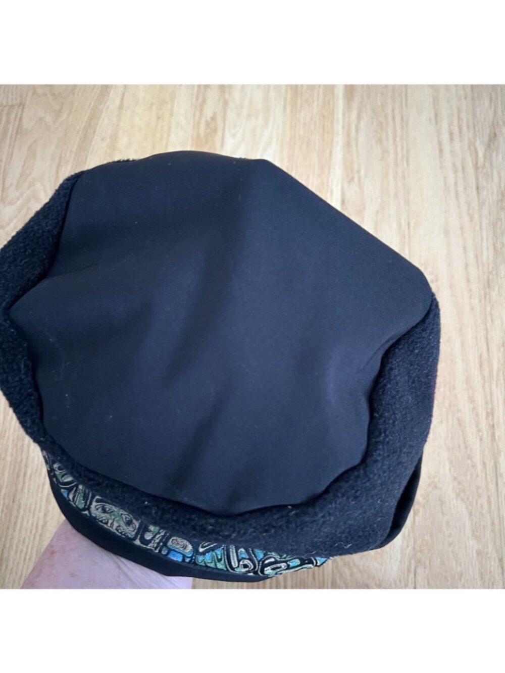 Copper River Fleece Black Totem Print Winter Toggle Hat Adult One Size - Picture 4 of 7